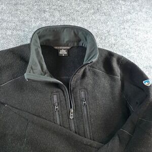 KÜHL Mens‎ Full Zip Fleece Jacket Sweater, Outdoor Hiking, Black - Size M